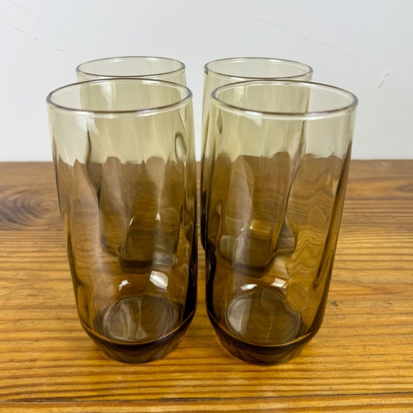 Vintage Libbey Smoked Glass Tumblers – Set of 4 | Mid-Century Modern Barware - Picture 12 of 15